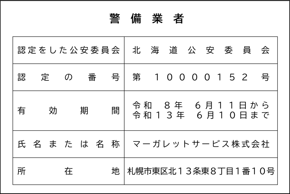 北海道公安委員会認定152号受理